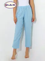 Beli Lastikli Viskon Bayan Pijama Altı BULUT MAVİSİ görsel 6