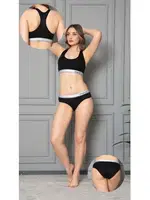 Elegant Beyaz Spor Sütyeni Ve Bikini Külotlu Takım 23003-YG Öztaş Siyah farklı açı