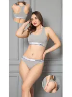 Elegant Beyaz Spor Sütyeni Ve String Külotlu Takım 23001-YG Öztaş Gri detay görünüm