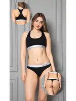 Elegant Beyaz Spor Sütyeni Ve String Külotlu Takım 23001-YG Öztaş Siyah farklı açı