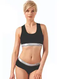 Öztaş Elegant Siyah Spor Sütyeni Ve Yüksek Bel Külotlu Takım 23002-YG Öztaş
