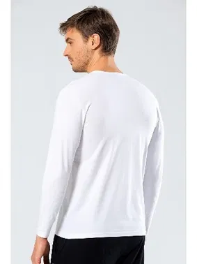 Cacharel Erkek V Yaka Uzun Kollu T-Shirt Cacharel 1334/BEYAZ - Alternatif Görünüm