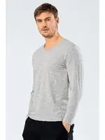 Erkek V Yaka Uzun Kollu T-Shirt Cacharel 1334/GRİ Gri