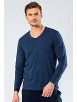 Erkek V Yaka Uzun Kollu T-Shirt Cacharel 1334/İNDİGO İndigo