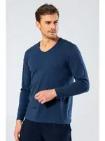 Erkek V Yaka Uzun Kollu T-Shirt Cacharel 1334/İNDİGO İndigo detay görünüm