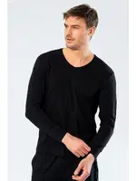 Erkek V Yaka Uzun Kollu T-Shirt Cacharel 1334/SİYAH Siyah detay görünüm