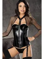 File Detaylı Jartiyerli Fantazi Deri Büstiyer Takım For Dreams 8256 Siyah