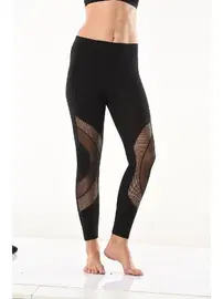 Derya Kurşun File Transparan Detaylı Kadın Tayt Derya Kurşun 0579