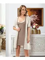 Gecelik Sabahlık Takım Derya Kurşun 1020 Kahverengi