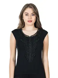 Derya Kurşun Geniş Askılı Güpürlü Kadın Atlet Derya Kurşun 154