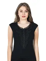 Geniş Askılı Güpürlü Kadın Atlet Derya Kurşun 154 Siyah