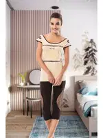 Geniş Yaka Kadın Kapri Takım Derya Kurşun 1502 Kahverengi farklı açı