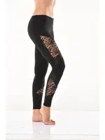 Güpür Dantel Detaylı Kadın Tayt Derya Kurşun 0583 Siyah detay görünüm