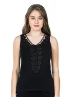 Güpürlü Sıfır Kol Kadın Atlet Derya Kurşun 155 Siyah farklı açı