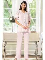 Hamile Lohusa 3lü Pijama Gecelik Takım XSES 4200 Pembe detay görünüm