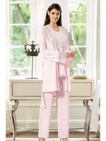 Hamile Lohusa 3lü Pijama Gecelik Takım XSES 4200 Pembe farklı açı