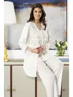 Hamile Lohusa 3lü Pijama Gecelik Takım XSES 4300 Ekru görsel 6