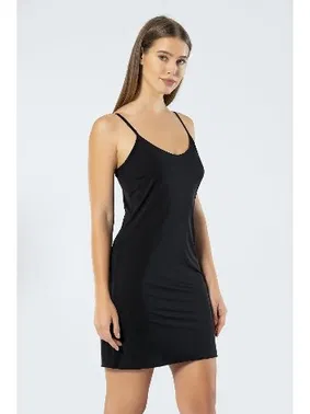 Türen Kadın Ip Askılı V Yaka Mikro Kombinezon Türen 901/SİYAH - Alternatif Görünüm