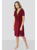 Kadın V Yaka Bordo Gecelik Türen 3282 Bordo detay görünüm