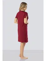 Kadın V Yaka Bordo Gecelik Türen 3282 Bordo farklı açı