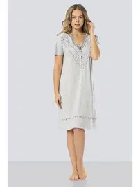 Türen Kadın V Yaka Gri Gecelik Türen 3282