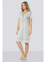 Kadın V Yaka Gri Gecelik Türen 3282 Gri detay görünüm