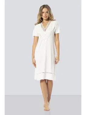 Türen Kadın V Yaka Krem Gecelik Türen 3282