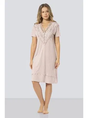 Türen Kadın V Yaka Pudra Gecelik Türen 3282