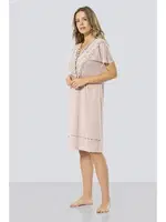 Kadın V Yaka Pudra Gecelik Türen 3282 Pudra detay görünüm
