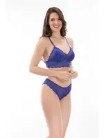 Kapsız Dantelli Sütyen Takım NBB 4716 Saks Mavi görsel 5