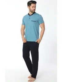 Öztaş Kısa Kollu Turkuaz Yazlık Pijama Takımı 12043-A Öztaş