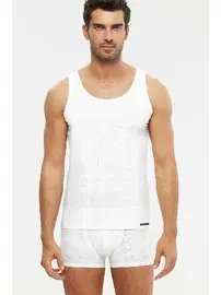 Kom Kom Erkek Atlet - Anka Askılı Modal Jakar Desen Erkek Atlet