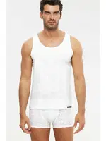 Kom Erkek Atlet - Anka Askılı Modal Jakar Desen Erkek Atlet Beyaz