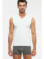 Kom Erkek V Yaka Atlet - Francesco V Yaka Pamuklu Erkek Atlet Beyaz