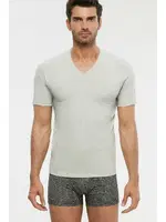 Kom Erkek V Yaka Pamuklu T-Shirt Antonio Gri Melanj görsel 5