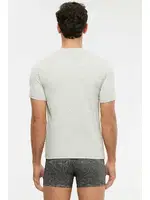 Kom Erkek V Yaka Pamuklu T-Shirt Antonio Gri Melanj görsel 6