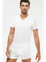 Kom Elite V Yaka Pamuk Merserize Erkek Tshirt Beyaz