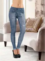 Kot Görünümlü Kadın Tayt Derya Kurşun 491 Mavi