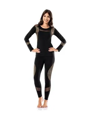 Derya Kurşun Leopar Detaylı Kadın Tayt Takım Derya Kurşun 1128