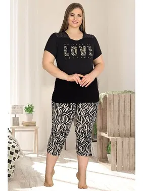Lady Love Büyük Beden Battal Kadın Kapri Pijama Takım Lady 10566