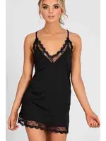 Merry See Dantel İşlemeli Gecelik İç Giyim Siyah Siyah