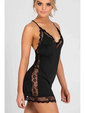 Merry See Merry See Dantel İşlemeli Gecelik İç Giyim Siyah - Alternatif Görünüm