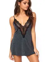 Merry See Dantel İşlemeli Penye Gecelik İç Giyim Gri Gri