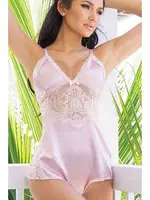 Merry See Dantel İşlemeli Saten Tulum Gecelik Pembe MS2645 Pembe