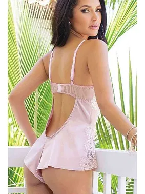 Merry See Merry See Dantel İşlemeli Saten Tulum Gecelik Pembe MS2645 - Alternatif Görünüm