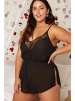 Merry See Dantel İşlemeli Şifon Tulum Gecelik MS2646-Siyah Siyah farklı açı