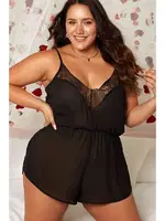 Merry See Dantel İşlemeli Şifon Tulum Gecelik MS2646-Siyah Siyah görsel 7