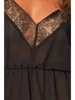 Merry See Dantel İşlemeli Şifon Tulum Gecelik MS2646-Siyah Siyah görsel 8