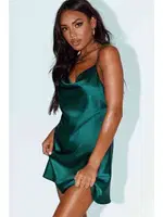 Merry See Gögüs Degajeli Saten Elbise Yeşil Yeşil