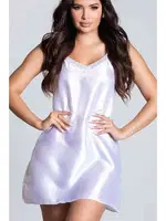 Merry See Kısa Saten Gecelik Beyaz Beyaz